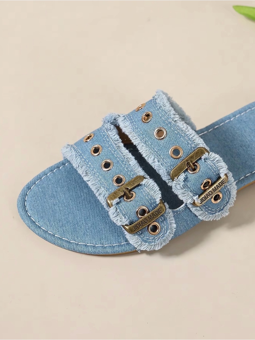 Denim Sandals Blue Adjustable Buckles Narrow Regular & Wide Fit Friendly New - Picture 3 of 4